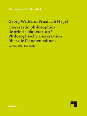 cover image of Dissertatio philosophica de orbitis planetarum. Philosophische Dissertation über die Planetenbahnen